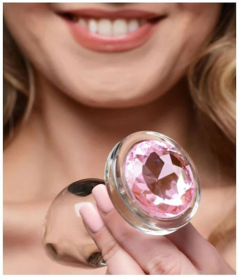 Booty Sparks Booty Sparks Pink Gem Glass Anal Plug With Gem Anale Plugs Elektrische Gitarren Klein Silber