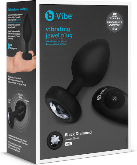 b-Vibe Анална тапа с възможност за безжична работа и вибрация XXLarge Черна