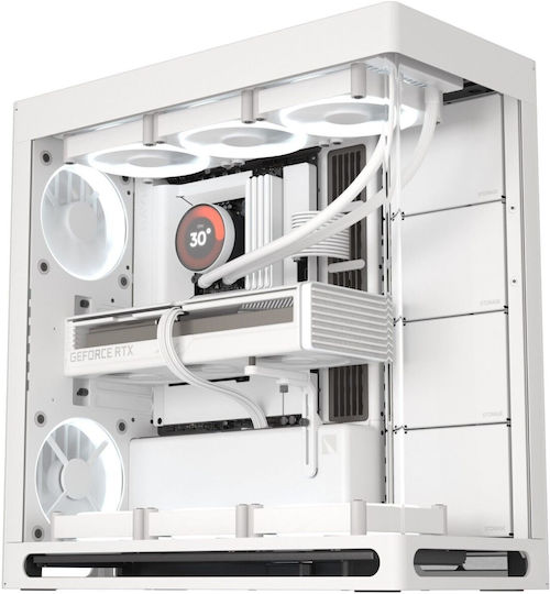 HAVN HS 420 Без Вертикална Поддръжка на GPU Геймърско Midi Tower Компютърна Кутия с Бял Страничен Прозорец