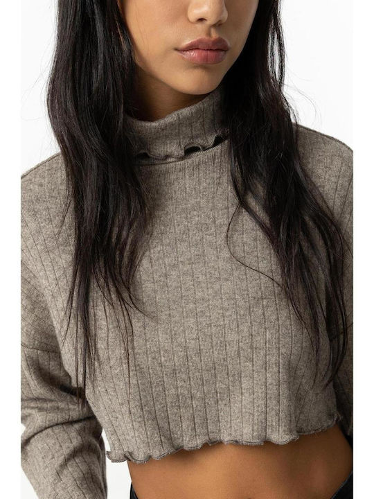 Παιδικό Crop Top Μακρυμάνικο Grey