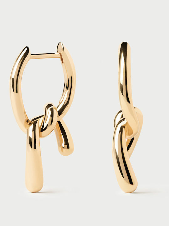 Earrings Hoops made of Silver Gold Plated with Stones