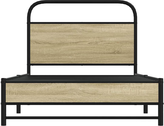 Doppelbett Aus Holz Braun mit Lattenrost für Matratze 107x203cm