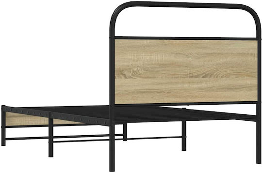 Doppelbett Aus Holz Braun mit Lattenrost für Matratze 107x203cm