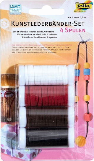 Κορδόνι Folia Βελουτέ Σετ 4 Τεμ Λευκό Κόκκινο Καφέ Μαύρο 1,5 Μέτρο X 4 13702