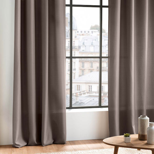 Douceur d'Intérieur Curtain with Tab Top L-c Essentiel Brown 1601051 140x260cm