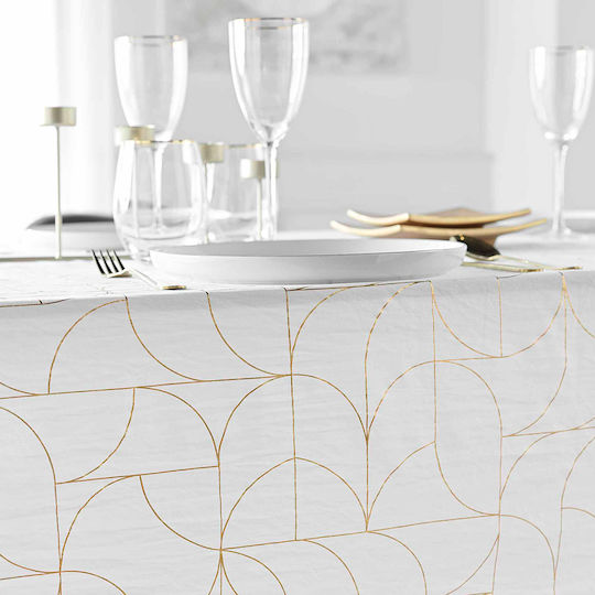 Tablecloth Stain Resistant L-c Louxor White/gold 140x240cm