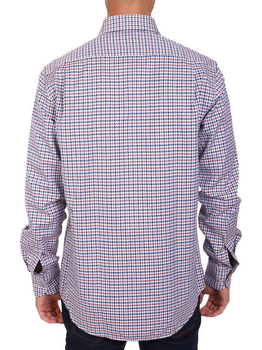 Long-sleeved Cotton Shirt White-sky blue