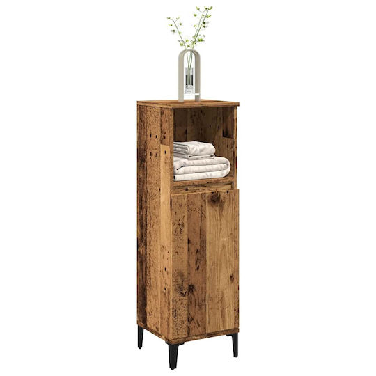 vidaXL Wall Hung Cabinet Bathroom Column Cabinet L30xD30xH100cm Brown