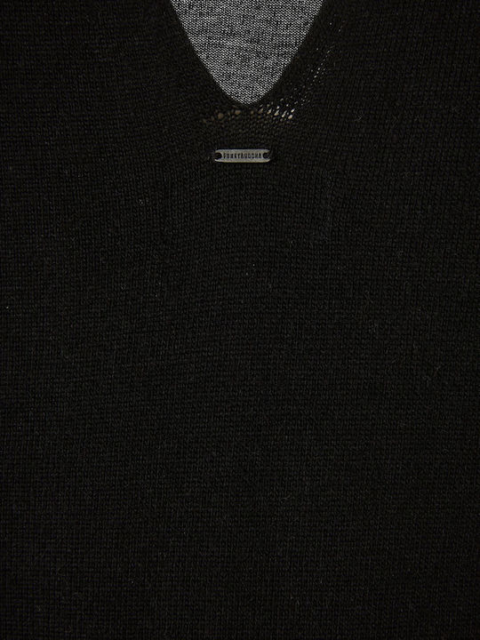 Midi Kleid mit Schlitz Black