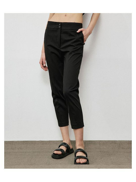 Access Women's Fabric Trousers in Straight Line Black