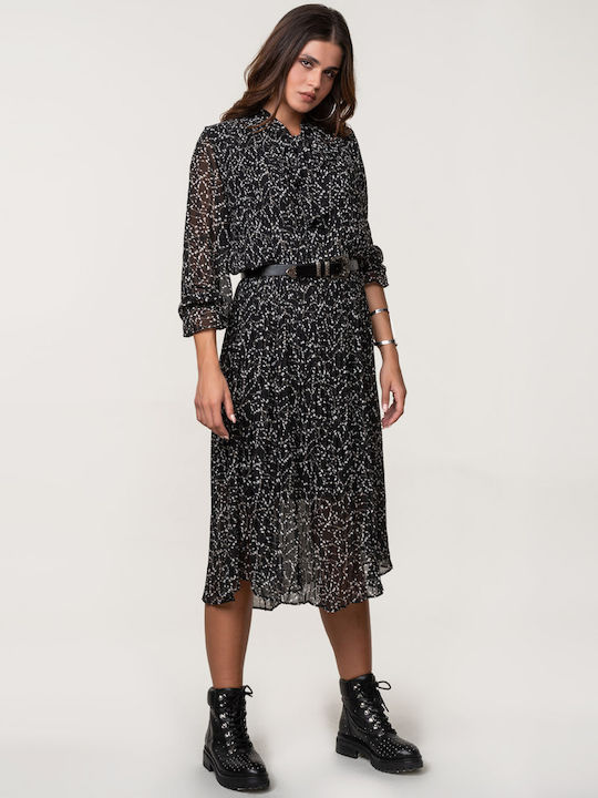 Midi Dress Printed Black Black