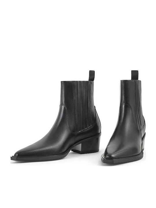 Leder Damen Chelsea Stiefeletten Schwarz