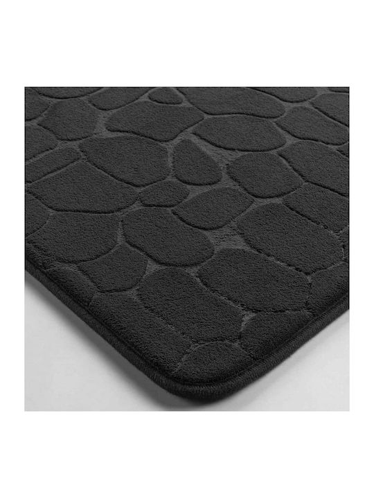 Douceur d'Intérieur Rutschfest Badematte Synthetisch,Polyester/Cotton/Leather Rechteckig L-c Ricochet 1802100 Black 50x120cm