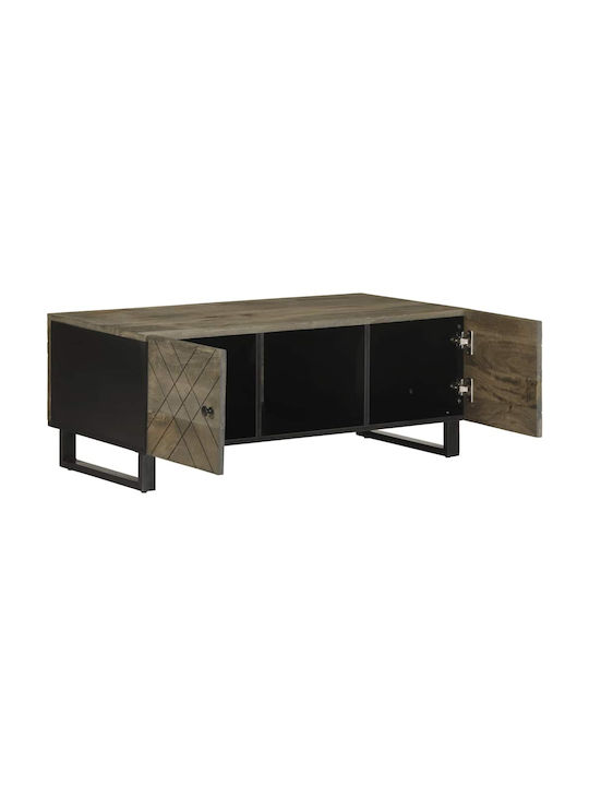 Rectangular Coffee Table from Solid Wood Black Velvet-Black Metal L100xW54xH40cm.