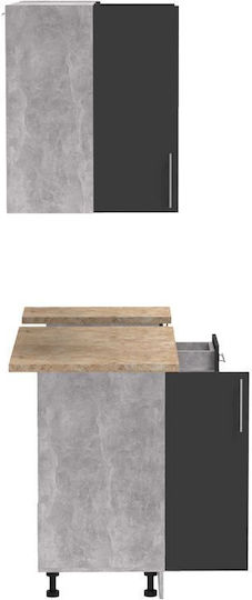 Festa Ii Set Hängeschränke & Bodenschränke Küche mit Arbeitsplatte Gray 120x60x85Stück