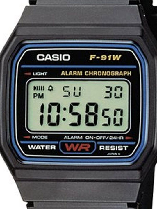 Casio Digital Men's Watch 30mm Chronograph Battery with Black Rubber Strap