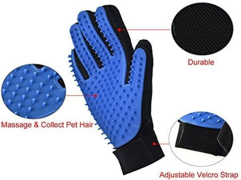Pet Massage Deshedding Glove Dogs for Coat Cleaning Blue