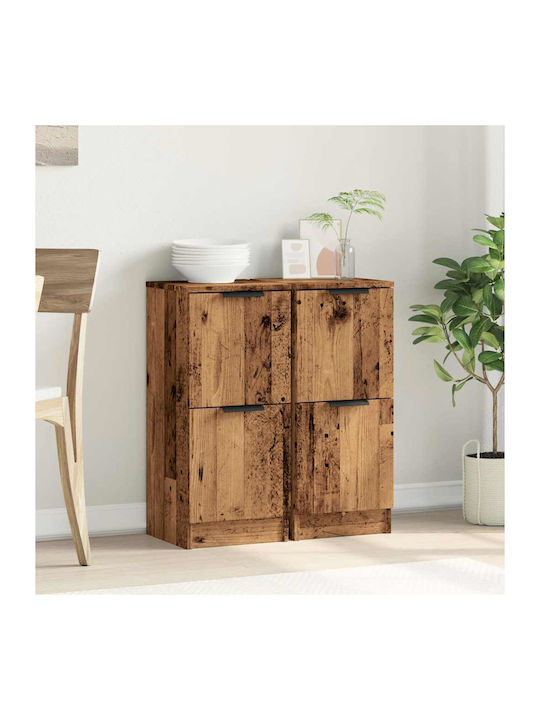 Square Side Table Wooden Coffee 2pcs L30xW30xH70cm.