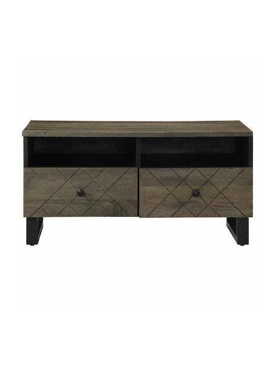 Rectangular Central Coffee Table Made of Solid Wood Black M80xW54xH40cm