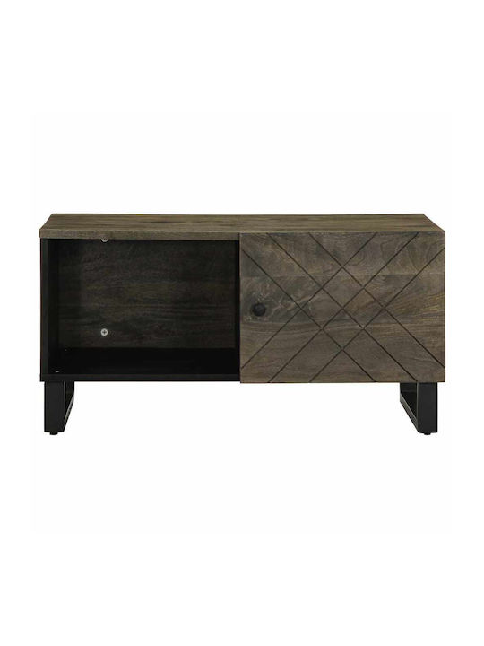 Rectangular Central Coffee Table Made of Solid Wood Black M80xW50xH40cm