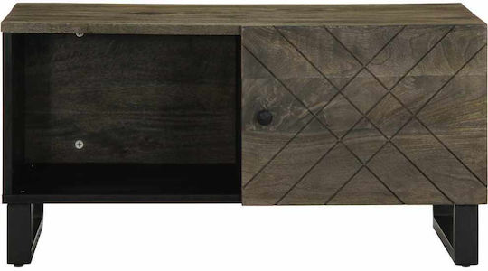 Rectangular Central Coffee Table Made of Solid Wood Black M80xW50xH40cm