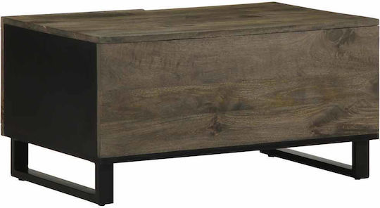 Rectangular Central Coffee Table Made of Solid Wood Black M80xW50xH40cm