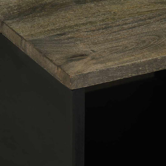 Rectangular Central Coffee Table Made of Solid Wood Black M80xW50xH40cm