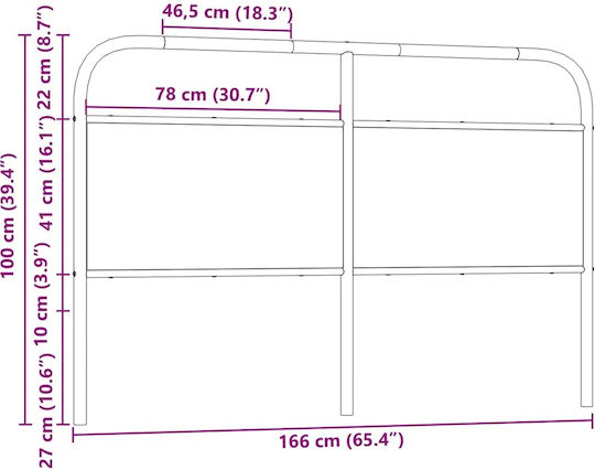 vidaXL Metal Bed Headboard Smoky Oak 166x100cm