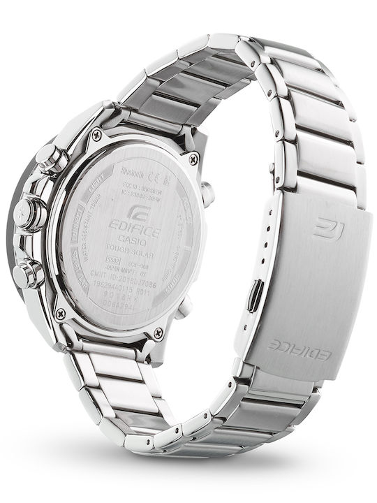 Casio Edifice Analog/Digital Herrenuhr 48mm Chronograph Solar mit Silber Metallarmband