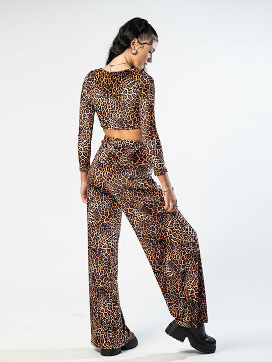 Femei Din material textil Pantaloni cu Croială Normală Leopard Leopardul