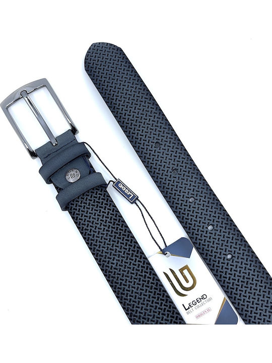 Wide Men's Belt Leather Navy Blue