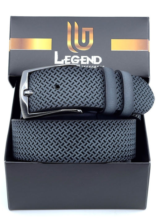 Wide Men's Belt Leather Navy Blue