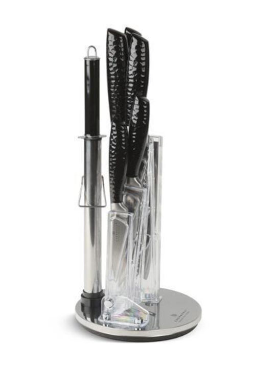 Edenberg 8-tlg. Messer-Set aus Edelstahl mit drehbarem Ständer und Schärfer Eb-971
