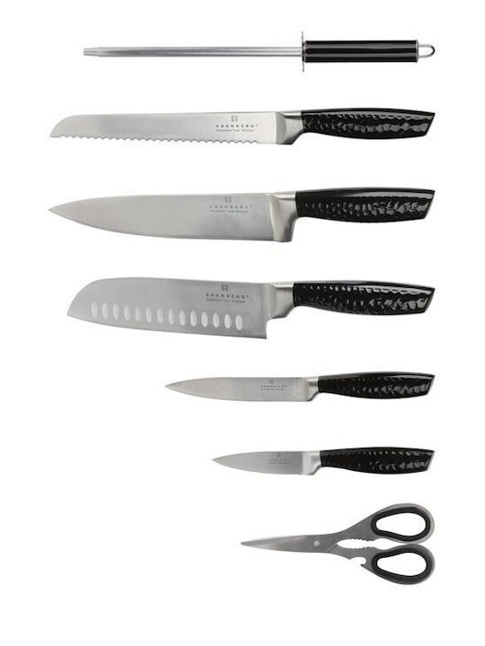 Edenberg 8-tlg. Messer-Set aus Edelstahl mit drehbarem Ständer und Schärfer Eb-971