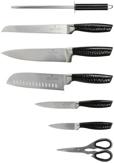Edenberg 8-tlg. Messer-Set aus Edelstahl mit drehbarem Ständer und Schärfer Eb-971