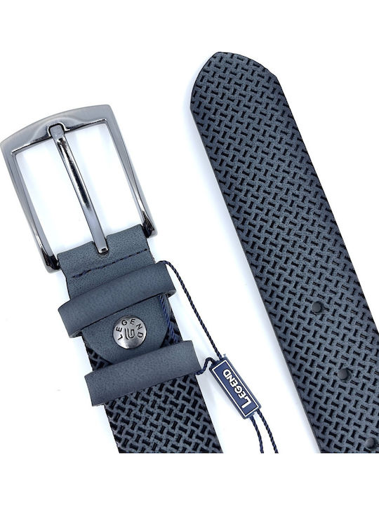 Wide Men's Belt Leather Navy Blue