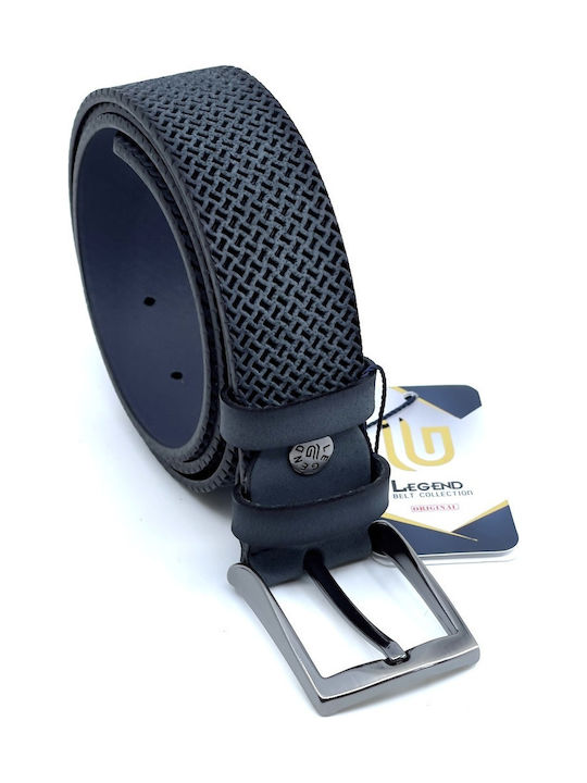Wide Men's Belt Leather Navy Blue