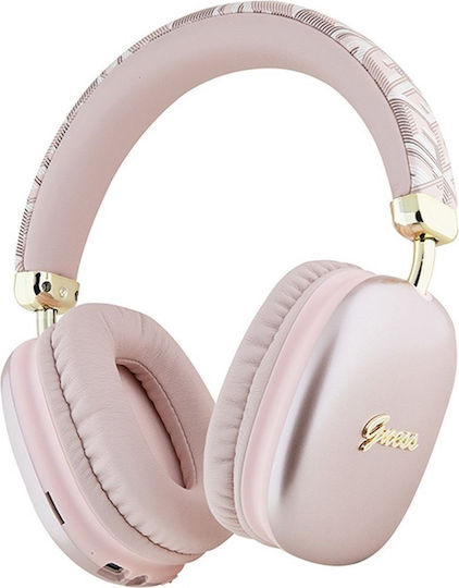 Gcube Metallic Script Logo Wireless / Wired Over Ear Headphones with 32 hours of Operation Pink