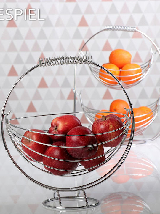 Espiel Fruit Bowl Metallic 2 Levels Silver 35x19x44cm