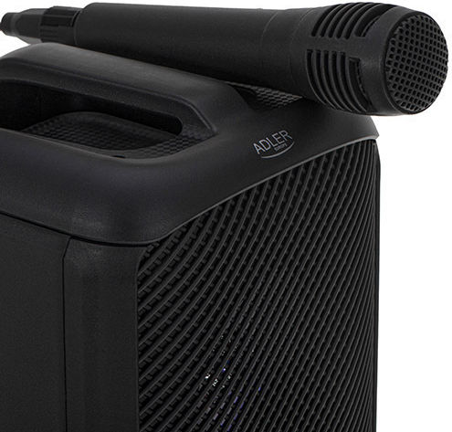 Adler Karaoke Lautsprecher mit Kabelgebundenem Mikrofon und Lichteffekte AD 1903 Schwarz