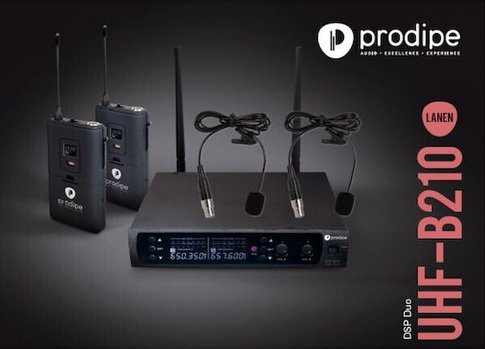 Prodipe UHF B210 DSP Lavalier Duo Wireless Microfon Condensator Πέτου, Clip On pentru Vocale