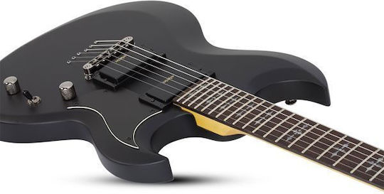 Schecter Demon S-II Elektrische Gitarre mit HH Tonabnehmerkonfiguration Matte Black