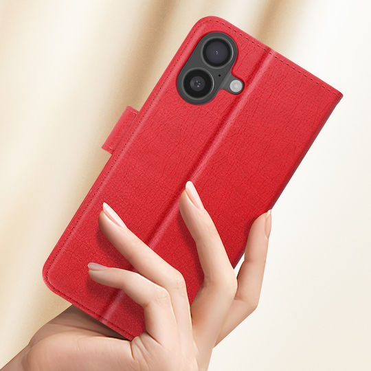 Avizar Case Iphone 16 Plus Clapet Wallet Video Holder Red