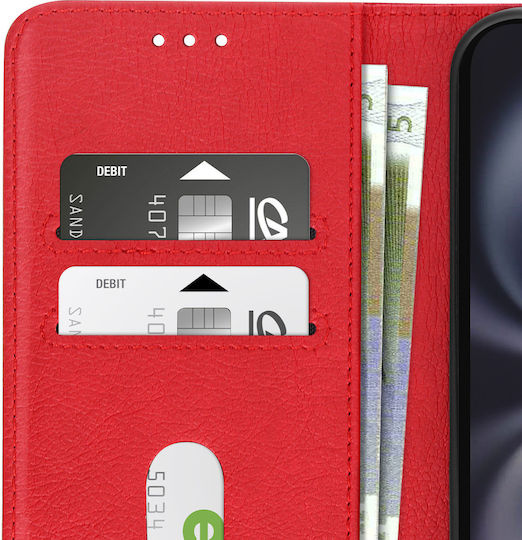 Avizar Case Iphone 16 Plus Clapet Wallet Video Holder Red