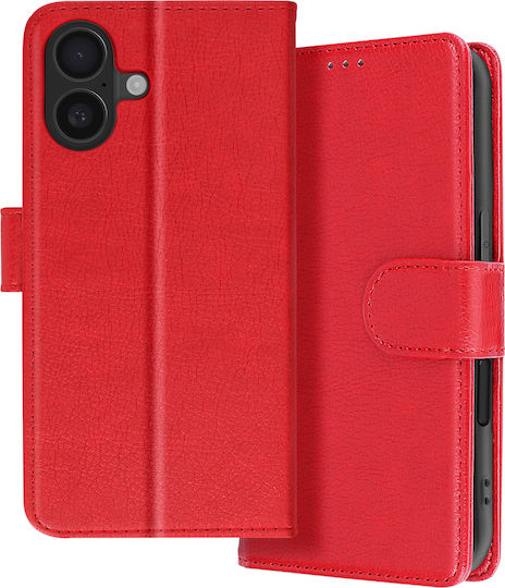 Avizar Case Iphone 16 Plus Clapet Wallet Video Holder Red