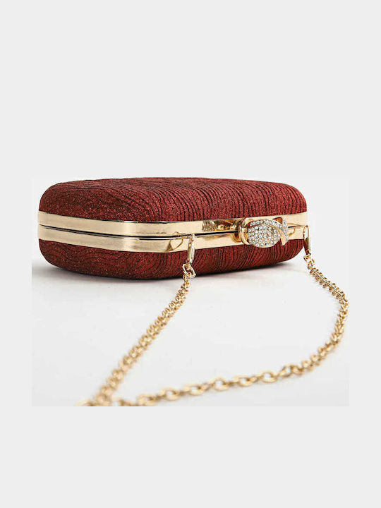 Τσαντάκι Clutch Ανάγλυφο Glitter Κόκκινο Κόκκινο
