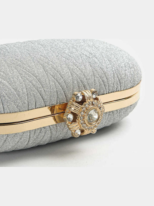 Evening Embossed Glitter Clutch Silver Evening Embossed Glitter Clutch Silver