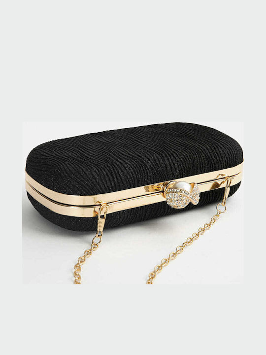 Τσαντάκι Clutch Ανάγλυφο Glitter Μαύρο Μαύρο