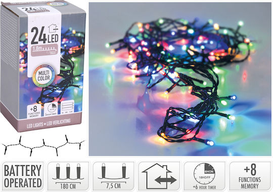 24 Lights LED 1.70m. Multicolor Battery in String 1pcs