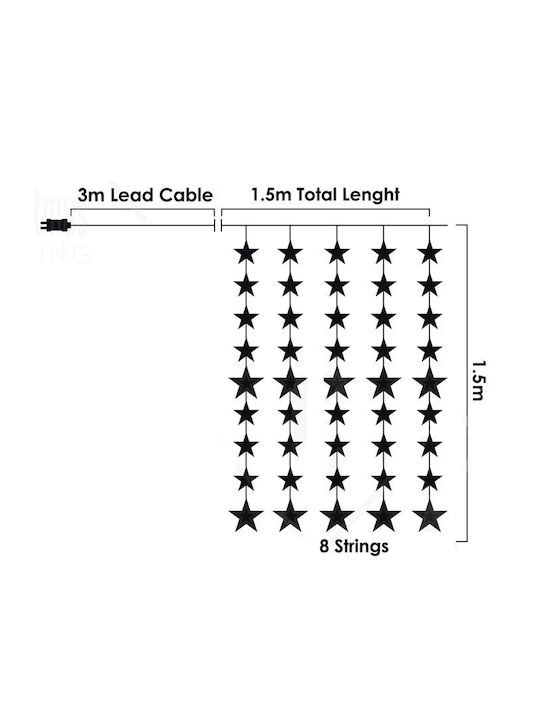 144 Lights LED 1.5m. x 200cm Warm White type Curtain Aca